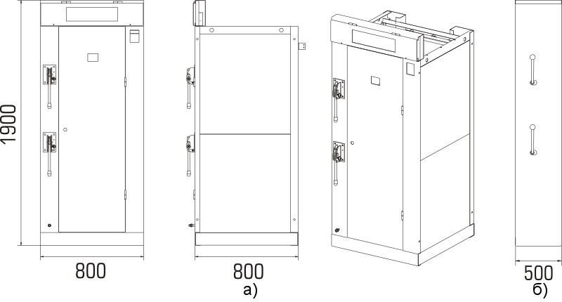 Габаритные и установочные размеры КСО-366М-01...КСО-366М-15